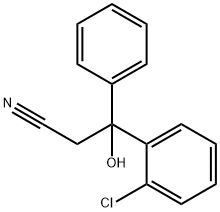2-クロロ-β-ヒドロキシ-β-フェニルベンゼンプロパンニトリル 化学構造式