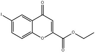 6-ヨード-4-オキソ-4H-クロメン-2-カルボン酸エチル 化学構造式