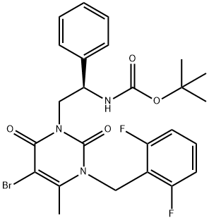 (R)-(2-[5-BROMO-3-(2,6-DIFLUORO-BENZYL)-4-METHYL-2,6-DIOXO-3,6-DIHYDRO-2H-PYRIMIDIN-1-YL]-1-PHENYL-ETHYL)-CARBAMIC ACID TERT-BUTYL ESTER Structure
