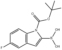 N-叔丁氧羰基-5-氟吲哚-2-硼酸,352359-23-0,结构式