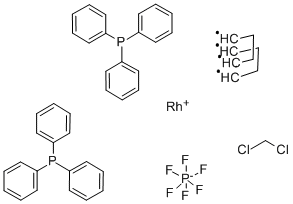 (1,5-CYCLOOCTADIENE)BIS(TRIPHENYLPHOSPHINE)RHODIUM(I) HEXAFLUOROPHOSPHATE DICHLOROMETHANE COMPLEX (1:1) Struktur