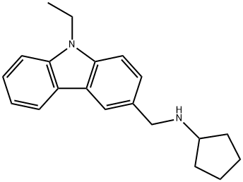 N-[(9-エチル-9H-カルバゾール-3-イル)メチル]シクロペンタンアミン 化学構造式