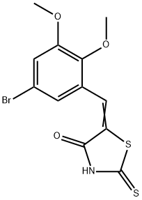 (5Z)-5-(5-ブロモ-2,3-ジメトキシベンジリデン)-2-チオキソ-1,3-チアゾリジン-4-オン 化学構造式