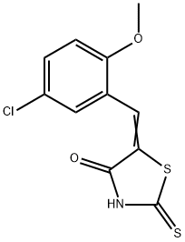 (5E)-5-[(5-氯-2-甲氧基-苯基)亚甲基]-2-硫基亚甲基-1,3-四氢噻唑-4-酮, 352700-55-1, 结构式