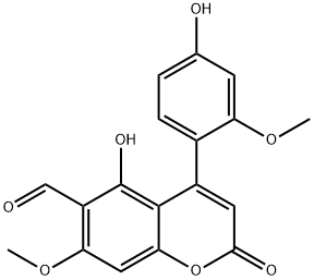 5-Hydroxy-4-(4-hydroxy-2-methoxyphenyl)-7-methoxy-2-oxo-2H-1-benzopyran-6-carbaldehyde|