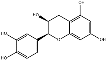 (2S,3S)-2-(3,4-ジヒドロキシフェニル)-3,4-ジヒドロ-2H-1-ベンゾピラン-3,5,7-トリオール 化学構造式