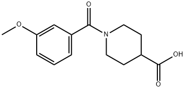 1-(3-メトキシベンゾイル)ピペリジン-4-カルボン酸 化学構造式