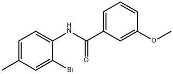 N-(2-ブロモ-4-メチルフェニル)-3-メトキシベンズアミド 化学構造式