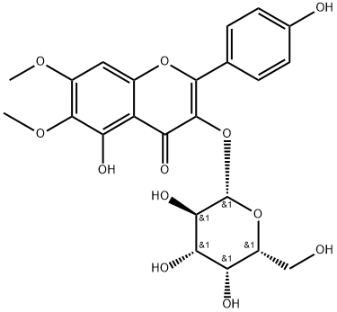 3-(beta-D-Galactopyranosyloxy)-5-hydroxy-2-(4-hydroxyphenyl)-6,7-dimethoxy-4H-1-benzopyran-4-one Structure