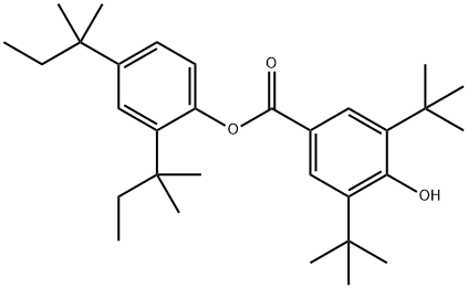 Benzoic acid, 3,5-bis(1,1-dimethylethyl)-4-hydroxy-,2,4-bis(1,1-dimethylpropyl)phenyl ester Structure