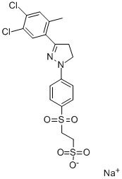 sodium 2-[[4-[3-(4,5-dichloro-2-methylphenyl)-4,5-dihydro-1H-pyrazol-1-yl]phenyl]sulphonyl]ethanesulphonate Struktur