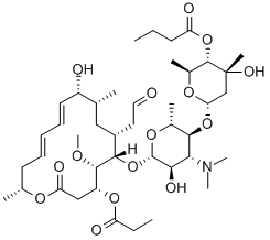 Leucomycin V 4''-butanoate 3-propanoate Struktur