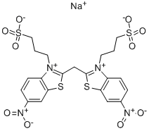 hydrogen 6-nitro-2-[[6-nitro-3-(3-sulphonatopropyl)-3H-benzothiazol-2-ylidene]methyl]-3-(3-sulphonatopropyl)benzothiazolium, sodium salt Struktur