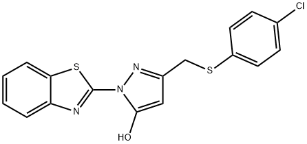 1-(苯并[D]噻唑-2-基)-3-((((4-氯苯基)硫代)甲基)-1H-吡唑-5-醇, 355115-25-2, 结构式