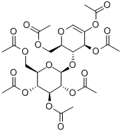 2,3,6-TRI-O-ACETYL-4-O-(2,3,4,6-TETRA-O-ACETYL-BETA-D-GLUCOPYRANOSYL)-1,5-ANHYDRO-D-ARABINO-HEX-1-ENITOL 结构式
