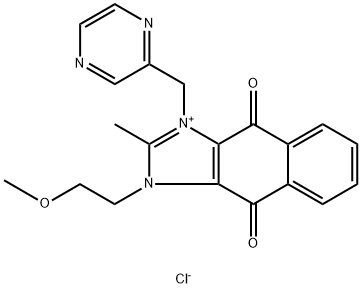 1-(2-Methoxyethyl)-2-Methyl-4,9-dioxo-3-(pyrazin-2-ylMethyl)-4,9-dihydro-1H-naphtho[2,3-d]iMidazol-3-iuM chloride Struktur