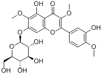 3,6,4'-トリメトキシ-5,3'-ジヒドロキシ-7-(β-D-グルコピラノシルオキシ)フラボン 化学構造式