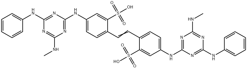 4,4'-bis[[6-anilino-4-(methylamino)-1,3,5-triazin-2-yl]amino]stilbene-2,2'-disulphonic acid Struktur