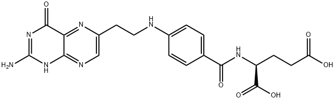 N-[p-[[2-(2-アミノ-4-ヒドロキシ-6-プテリジニル)エチル]アミノ]ベンゾイル]-L-グルタミン酸 化学構造式