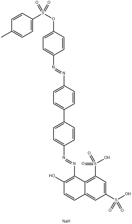 disodium 7-hydroxy-8-[[4'-[[4-[[(p-tolyl)sulphonyl]oxy]phenyl]azo][1,1'-biphenyl]-4-yl]azo]naphthalene-1,3-disulphonate Struktur