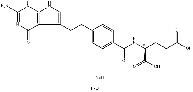 Pemetrexed disodium hemipentahydrate Struktur