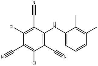 4,6-ジクロロ-2-(2,3-ジメチルアニリノ)ベンゼン-1,3,5-トリカルボニトリル 化学構造式