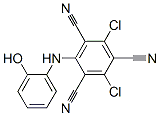2,4-ジクロロ-6-[(2-ヒドロキシフェニル)アミノ]-1,3,5-ベンゼントリカルボニトリル 化学構造式