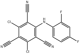 2,4-Dichloro-6-[(2,4-difluorophenyl)amino]-1,3,5-benzenetricarbonitrile 结构式