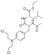 Leucine, N-(N-acetyl-3-(p-(bis(2-chloroethyl)amino)phenyl)-DL-alanyl)- ,  ethyl ester, L- 化学構造式