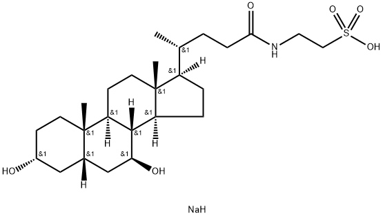 2-[[(3α,5β,7β)-3,7-ジヒドロキシ-24-オキソコラン-24-イル]アミノ]エタンスルホン酸ナトリウム 化学構造式