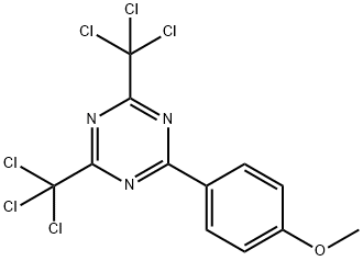2-(4-メトキシフェニル)-4,6-ビス(トリクロロメチル)-1,3,5-トリアジン 化学構造式