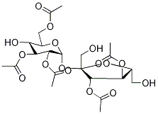 3-O,4-O-ジアセチル-β-D-フルクトフラノシル2-O,3-O,6-O-トリアセチル-α-D-グルコピラノシド 化学構造式