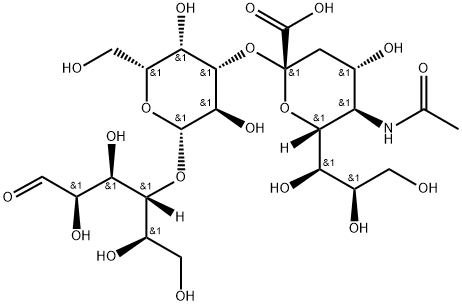 3-O-(N-アセチル-α-ノイラミノシル)-4-O-(β-D-ガラクトピラノシル)-D-グルコース 化学構造式