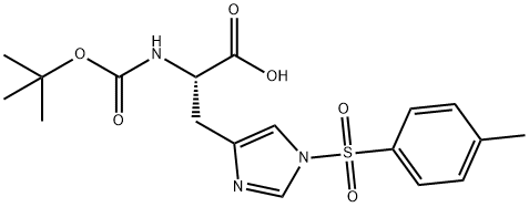 Nα-(tert-ブトキシカルボニル)-τ-(p-トルエンスルホニル)-L-ヒスチジン 化学構造式