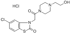 4-[(5-chloro-2-oxo-2H-benzothiazol-3-yl)acetyl]piperazine-1-ethanol monohydrochloride Struktur