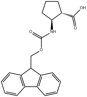 (1S)-2β-(9H-フルオレン-9-イルメトキシカルボニルアミノ)シクロペンタン-1α-カルボン酸 化学構造式