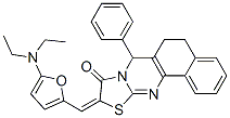 6H-Benzo[h]thiazolo[2,3-b]quinazolin-9(10H)-one,  10-[[5-(diethylamino)-2-furanyl]methylene]-5,7-dihydro-7-phenyl- Struktur