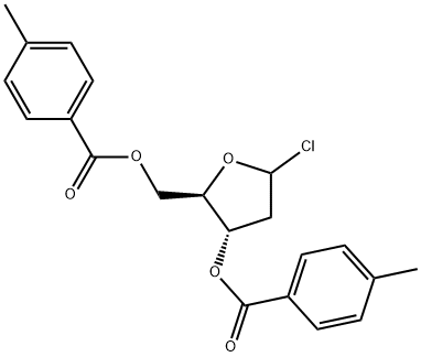 2-デオキシ-3,5-ジ-O-P-トルオイル-D-リボフラノシルクロリド 化学構造式