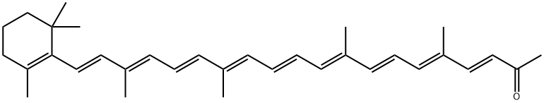 (E)-5,9,14,18-tetramethyl-20-(2,6,6-trimethylcyclohexenyl)-3,5,7,9,11,13,15,17,19-icosanonaen-2-one Structure