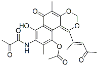 N-[10-Acetoxy-7-hydroxy-5,9-dimethyl-1-[(E)-1-methyl-3-oxo-1-butenyl]-6-oxo-6H-naphtho[2,1-d][1,3]dioxin-8-yl]-2-oxopropanamide Struktur
