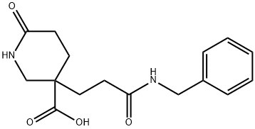 3-(2-苄氨基甲酰-乙基)-6-氧代-哌啶-3-羧酸, 361372-43-2, 结构式