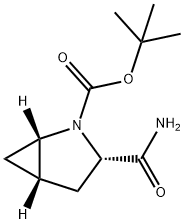 (1S,3S,5S)-3-(Aminocarbonyl)-2-azabicyclo[3.1.0]hexane-2-carboxylic acid tert-butyl ester 化学構造式
