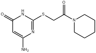 2-(2-羰基-2-(哌啶-1-基)乙基硫基)-6-氨基嘧啶-4(1H)-酮, 36162-27-3, 结构式