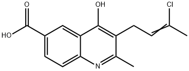 3-[(2Z)-3-クロロブト-2-エン-1-イル]-4-ヒドロキシ-2-メチルキノリン-6-カルボン酸 化学構造式