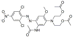N-[5-[Bis[2-(acetyloxy)ethyl]amino]-2-[(2,6-dichloro-4-nitrophenyl)azo]-4-methoxyphenyl]acetamide Struktur