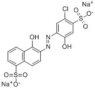 6-(5-Chloro-2-hydroxy-4-sulfophenylazo)-5-hydroxy-1-naphthalenesulfonic acid disodium salt Struktur