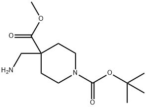 4-氨基甲基-1-叔丁氧羰基哌啶-4-甲酸甲酯, 362703-35-3, 结构式