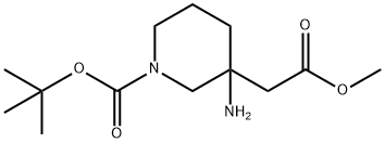 3-氨基-1-[(1,1-二甲基乙氧基)羰基]-3-哌啶乙酸 甲酯,362706-09-0,结构式