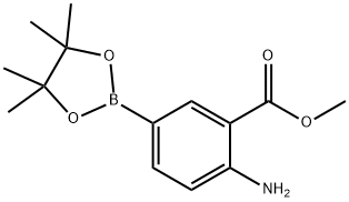 Benzoic acid, 2-amino-5-(4,4,5,5-tetramethyl-1,3,2-dioxaborolan-2-yl)-, methyl ester Struktur