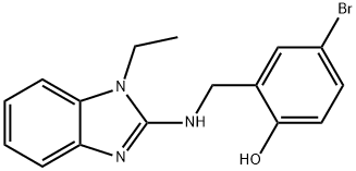 4-ブロモ-2-{[(1-エチル-1H-ベンズイミダゾール-2-イル)アミノ]メチル}フェノール 化学構造式